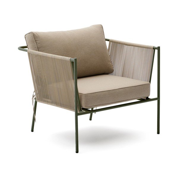 Zelena/bež metalna vrtna fotelja Zivia – Kave Home