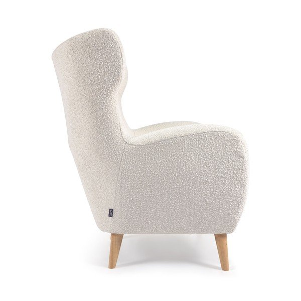 Bijela fotelja od bouclé tkanine Patio – Kave Home-image-3