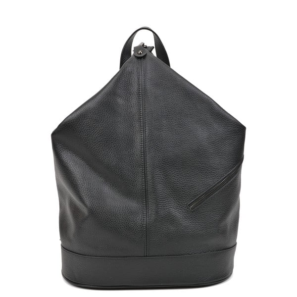 Crni kožni ruksak Carla Ferreri Chic