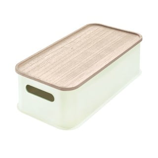 Bijela kutija za pohranu s poklopcem od drveta paulovnije iDesign Eco Handled, 21,3 x 43 cm