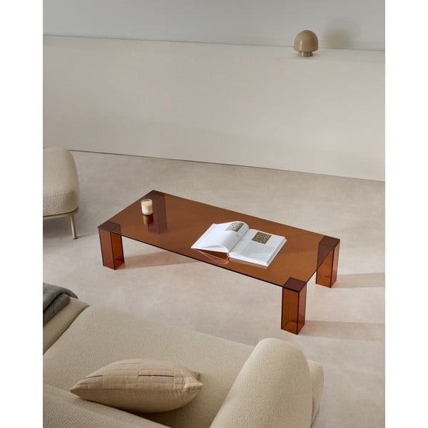 Smeđi stakleni stolić za kavu 60x140 cm Adularia – Kave Home-image-1