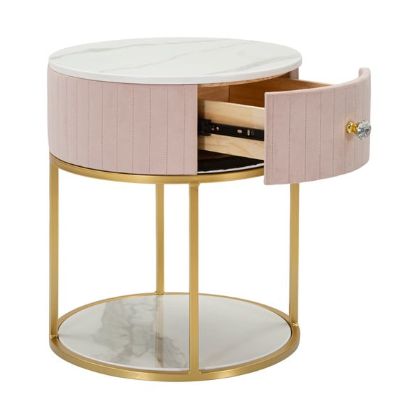 Svijetlo ružičasti/u zlatnoj boji noćni ormarić Montpellier – Mauro Ferretti-image-2