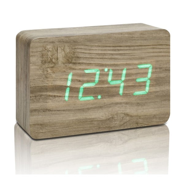 Smeđa budilica sa zelenim LED zaslonom Gingko Brick Click Clock