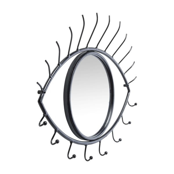 Metalna zidna vješalica s ogledalom Kare dizajn lišće ogledalo za oči, širina 41 cm