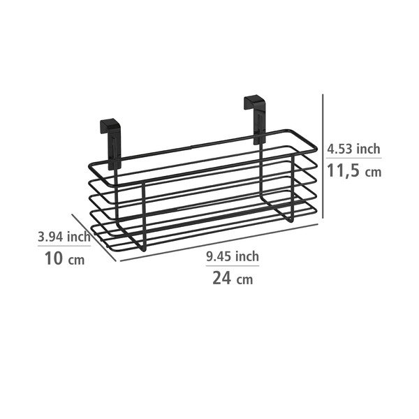 Crna viseća metalna košara za vrata Wenko Slim, 24 x 10 cm-image-2