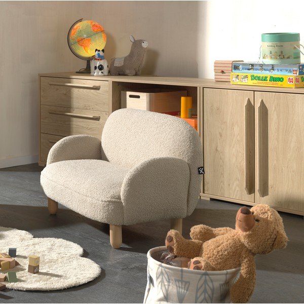 Bež dječji kauč od bouclé tkanine 89 cm Rocky – Vipack-image-1