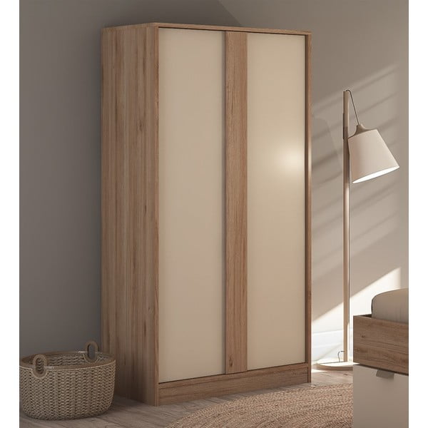 Krem/u prirodnoj boji ormar u dekoru hrasta 90x180x53 cm Dennis – Marckeric-image-2