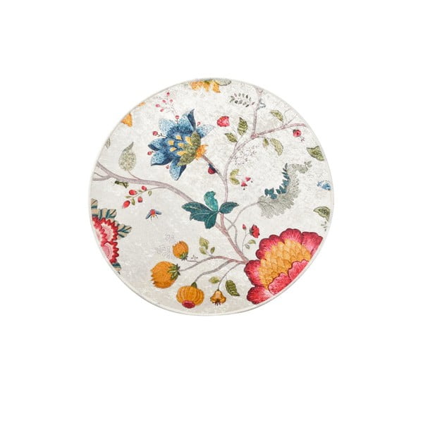 Siva od samta kupaonska prostirka ø 100 cm Vintage Flower – Foutastic