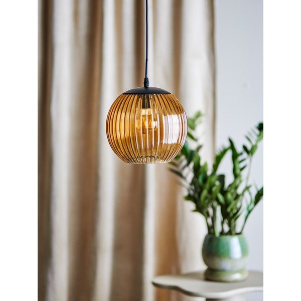 Smeđa staklena LED viseća svjetiljka ø 23 cm Sybia – Bloomingville-image-1