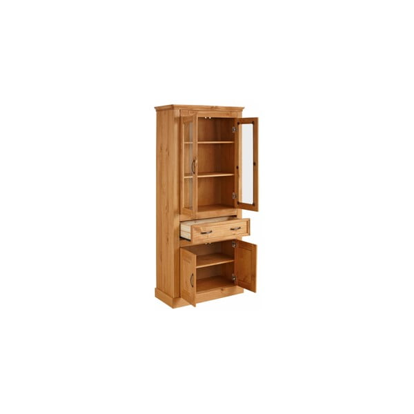 Smeđa vitrina s četiri vrata izrađena od masivnog borovog drveta Støraa Suzie-image-1