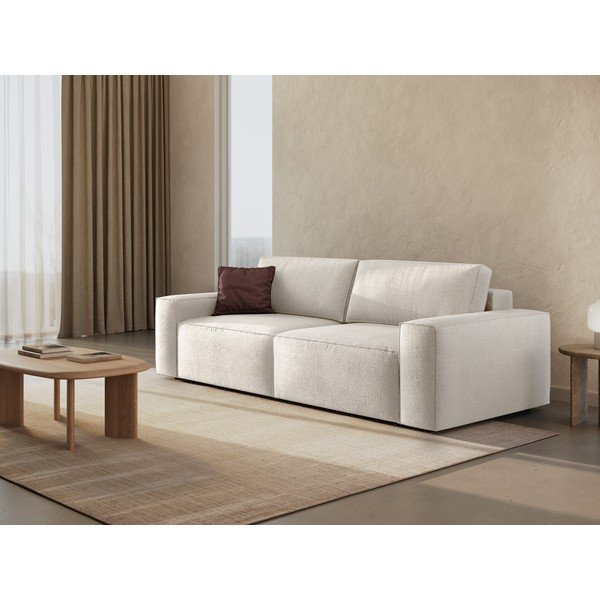 Bijela sklopiva sofa od bouclé tkanine 247 cm Jodie – Micadoni Home-image-1