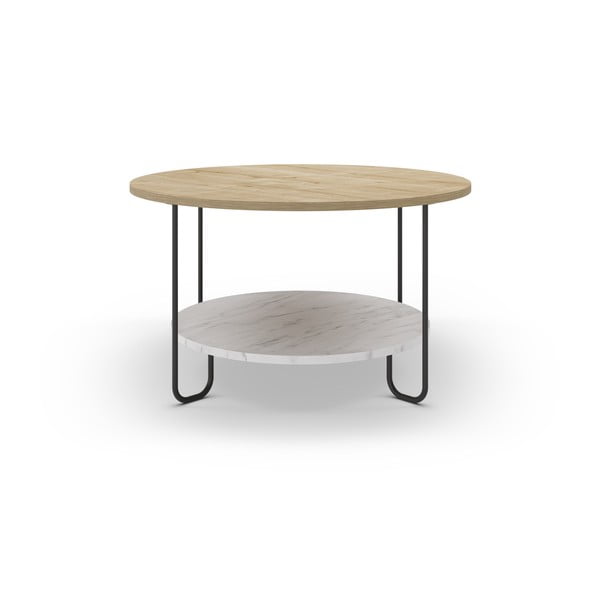 Okrugao stolić za kavu s pločom stola u dekoru hrasta u prirodnoj boji ø 80 cm Tonka – Marckeric-image-3