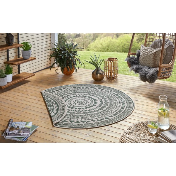 Zeleno-krem vanjski tepih NORTHRUGS Coron, ø 140 cm-image-3