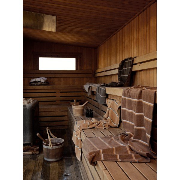 Smeđi/bež pamučan ručnik 70x140 cm Sauna – Zone-image-1