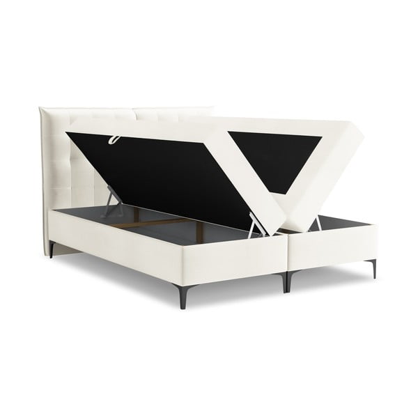Krem boxspring krevet s prostorom za odlaganje 160x200 cm Mikana – Makamii-image-1