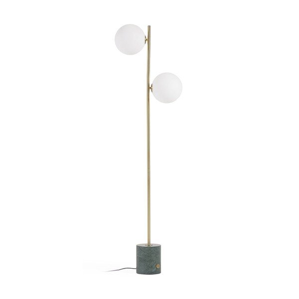 Podna lampa u zeleno-zlatnoj boji sa staklenim sjenilom (visina 161 cm) Lonela - Kave Home