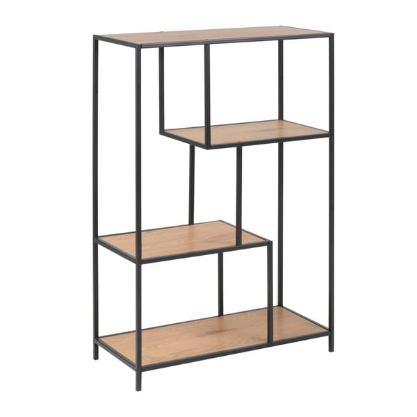 Crno/prirodna polica za knjige u dekoru hrasta 77x114 cm Seaford - Actona-image-2