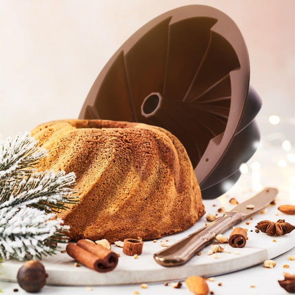 Smeđi silikonski kalup za kuglof Orion Flower, ø 23,5 cm-image-3