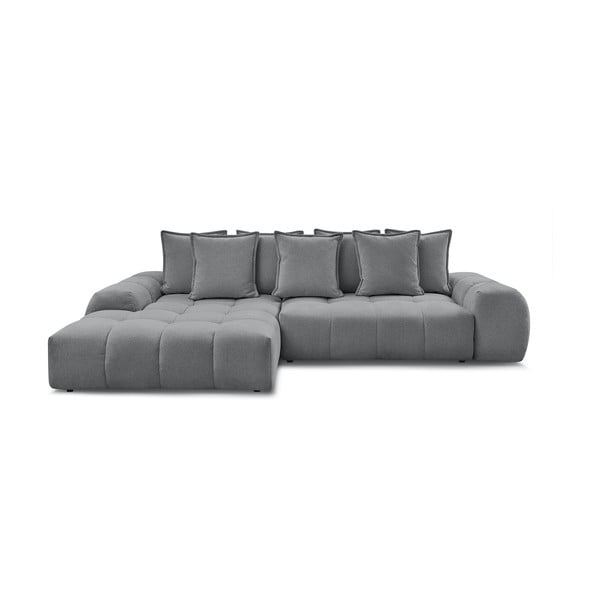 Tamno siva sklopiva/s prostorom za odlaganje kutna garnitura od šenila (s lijevim kutom/s ležaljkom) Everest – Bobochic Paris