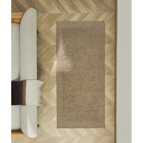 Bež ručno rađena vunena staza 80x200 cm Marely – Kave Home-image-1