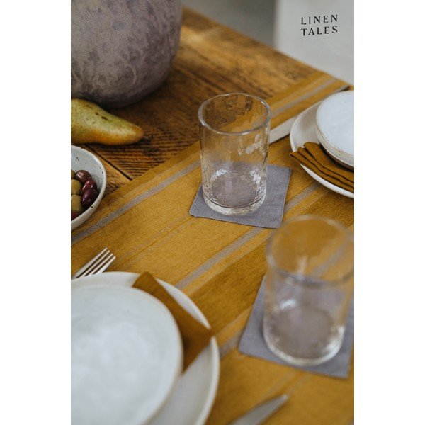 Laneni stolnjak 140x140 cm Amber Bronze Stripes – Linen Tales-image-1