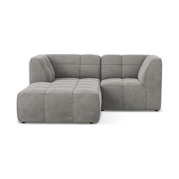 Siva baršunasti kutna garnitura (s lijevim kutom/s ležaljkom) Aloha – Makamii