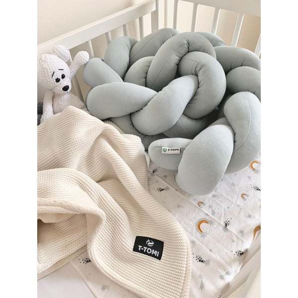 Siva pamučna pletena ogradica T-TOMI, dužine 180 cm-image-1