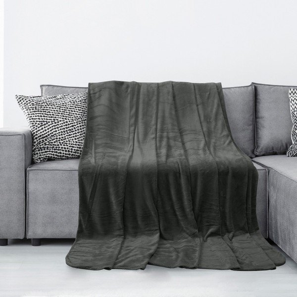 Tamno siva deka od mikrovlakana AmeliaHome Tyler, 70 x 150 cm-image-1