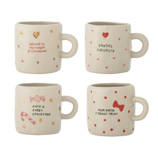 Krem šalice u setu 4 kom s božićnim motivom glinene 260 ml Christy – Bloomingville