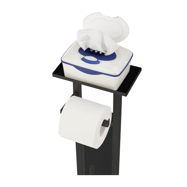 Crni držač za WC papir od nehrđajućeg čelika sa četkom Debar – Wenko-image-3