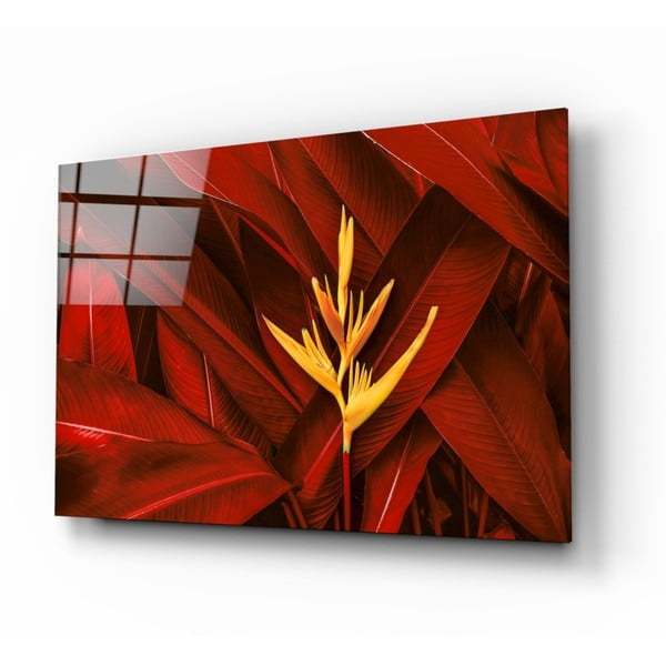 Staklena slika insigne crvenog lišća, 72 x 46 cm