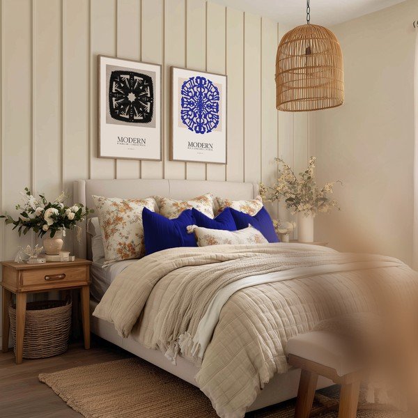 Tiskana slika s okvirom 60x90 cm Blue Folklore – Styler-image-2