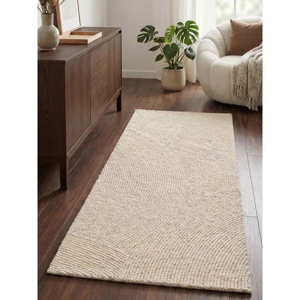 Ručno rađena vunena staza u svijetloj prirodnoj boji 80x200 cm Calmio – Hanse Home-image-1