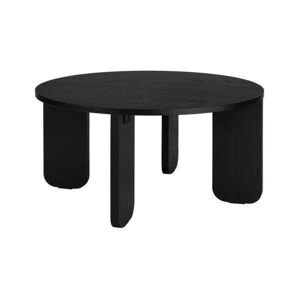 Crni okrugao stolić za kavu s pločom stola u dekoru hrasta ø 75 cm Kuvu – noo.ma