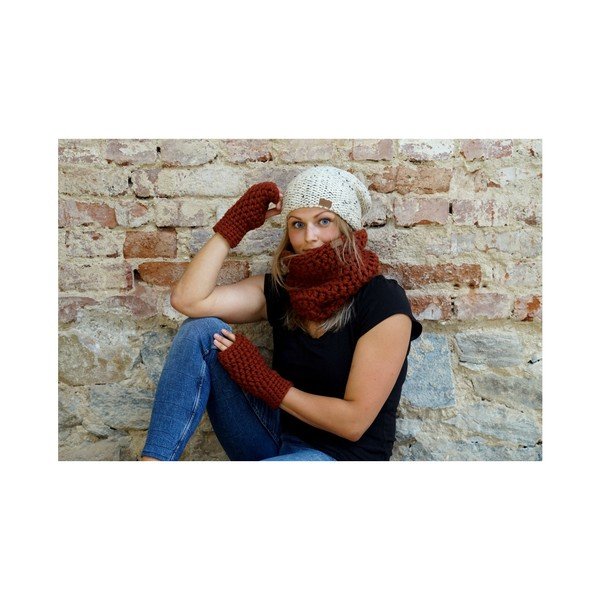 Bež ručno heklana kapa DOKE Tweed-image-2