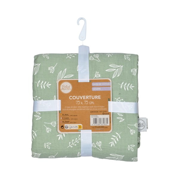 Zelena deka za bebe od muslina 75x75 cm – Bébé Douceur-image-3