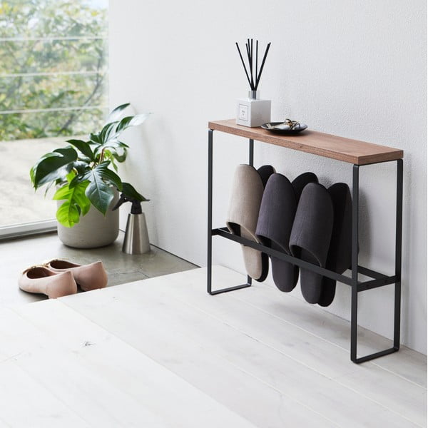 Crni/u prirodnoj boji metalni stalak za papuče Tower – YAMAZAKI-image-3