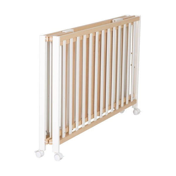 Bijeli/u prirodnoj boji dječji krevet na kotačićima/sklopivi 60x120 cm Fold up – Roba-image-3