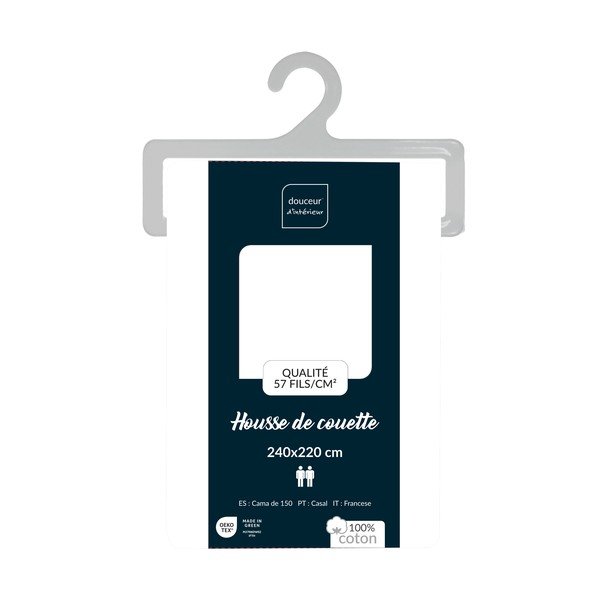 Bijela pamučna navlaka za poplun za bračni krevet/za produženi krevet 240x220 cm Lina – douceur d'intérieur-image-2