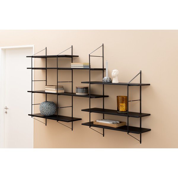 Crna polica s više razina od masivne paulovnije 196 cm Belfast – Actona-image-1