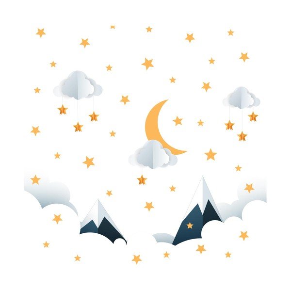 Dječja zidna naljepnica 90x60 cm Mountains in Stars and Clouds - Ambiance-image-2