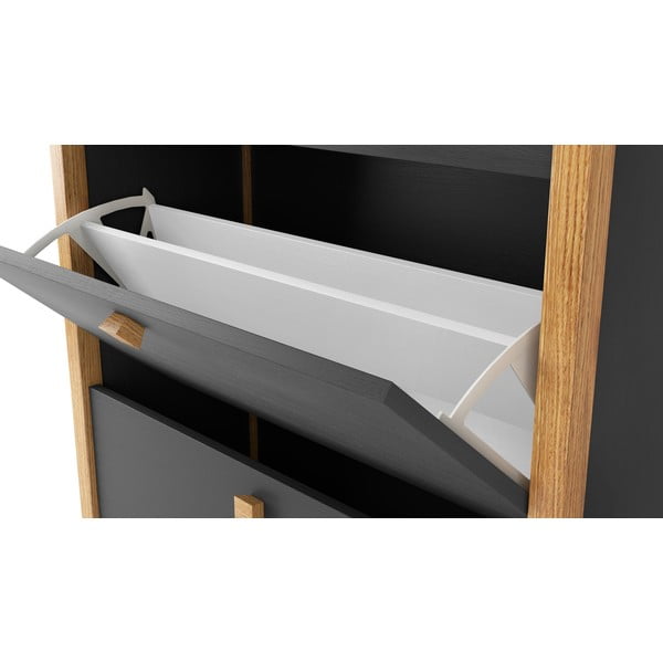 Tamno sivi ormarić za cipele s tri ladice Woodman Bode-image-3