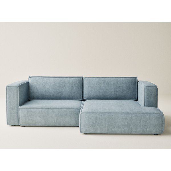 Svijetlo plava sklopiva/s prostorom za odlaganje kutna garnitura od šenila (s desnim kutom/s ležaljkom) Velto – Maison de Rêve-image-2