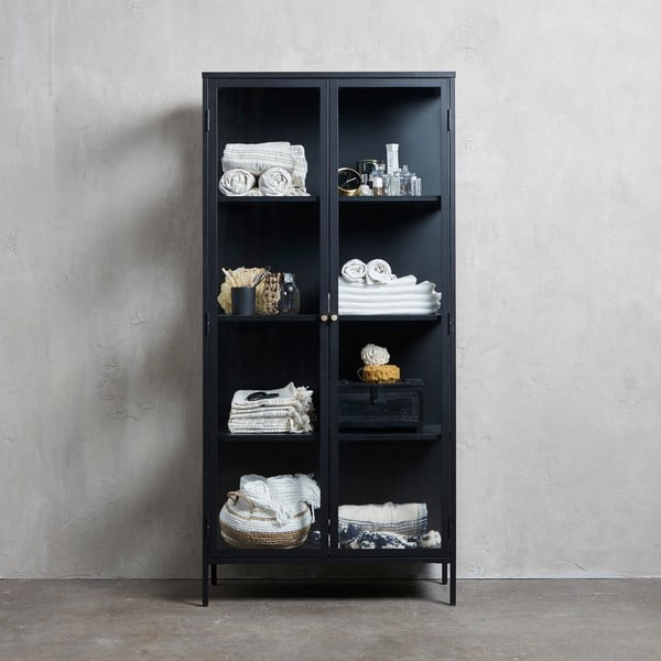 Crna metalna vitrina 90x190 cm Carmel – Unique Furniture-image-4