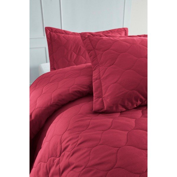 Tamno crveni prekrivač s jastučnicom od ranforce pamuka EnLora Home Fresh, 180 x 225 cm-image-1