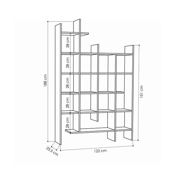 Biblioteka u dekoru hrasta u prirodnoj boji 122x188 cm Manco – Kalune Design-image-2