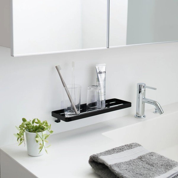 Mat crna željezna kupaonska polica s postavljanjem bez bušenja Film Hook – YAMAZAKI-image-1