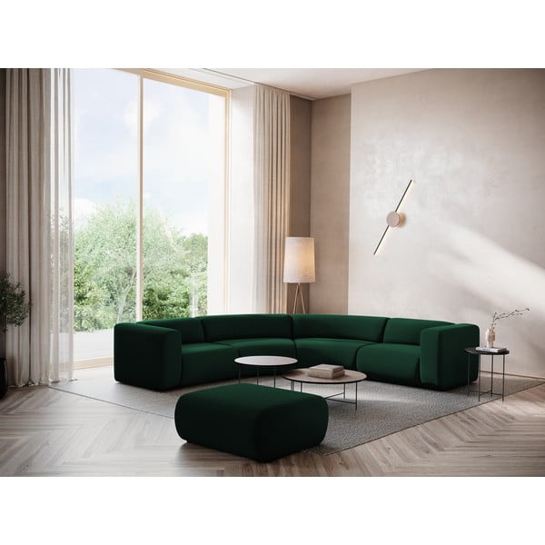 Tamno zeleni baršunast tabure Ekahi – Makamii-image-1