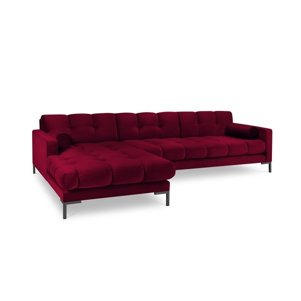 Crvena baršunasta kutna garnitura Cosmopolitan Design Bali, lijevi kut-image-2