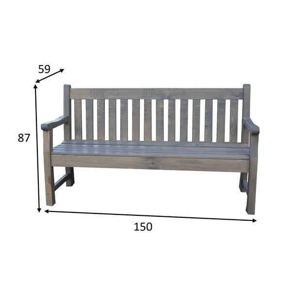 Siva drvena vrtna klupa London - Rojaplast-image-3